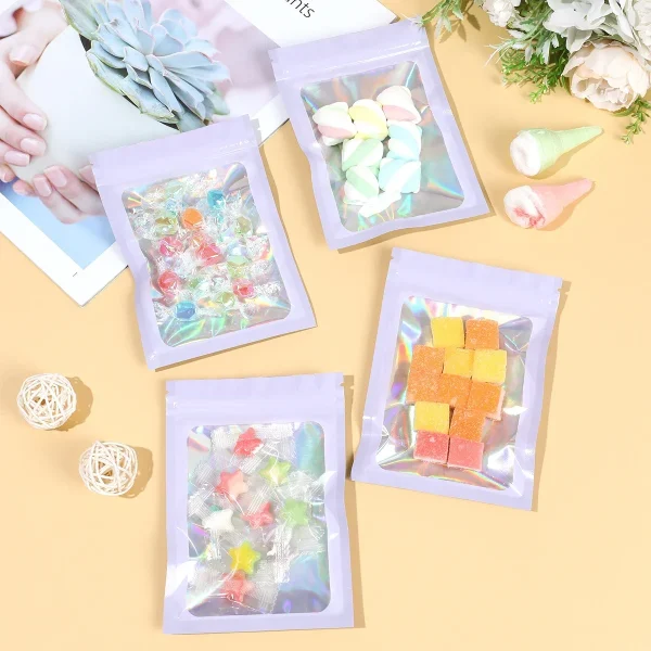 1/5/10Pc Laser Zip Lock Plastic Bag Hologram Resealable Jewelry Gifts Food Packaging Pouches WaterProof Flat Zipper Storage Bags 5