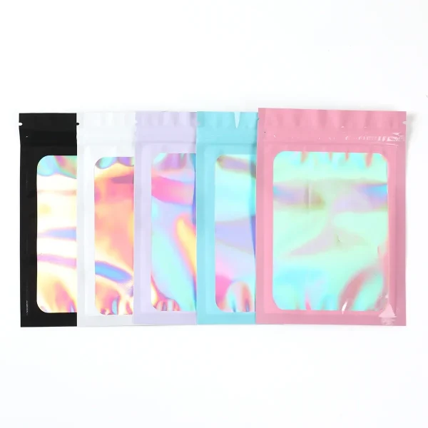 1/5/10Pc Laser Zip Lock Plastic Bag Hologram Resealable Jewelry Gifts Food Packaging Pouches WaterProof Flat Zipper Storage Bags 6