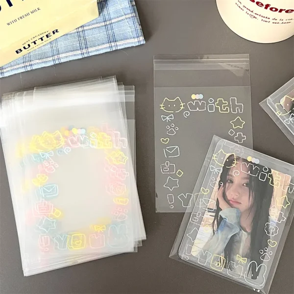 20/50/100 pcs Graffiti kitten self-adhesive bag, small card self sealing bag, packaging card gift bag, high appearance OPP bag 6