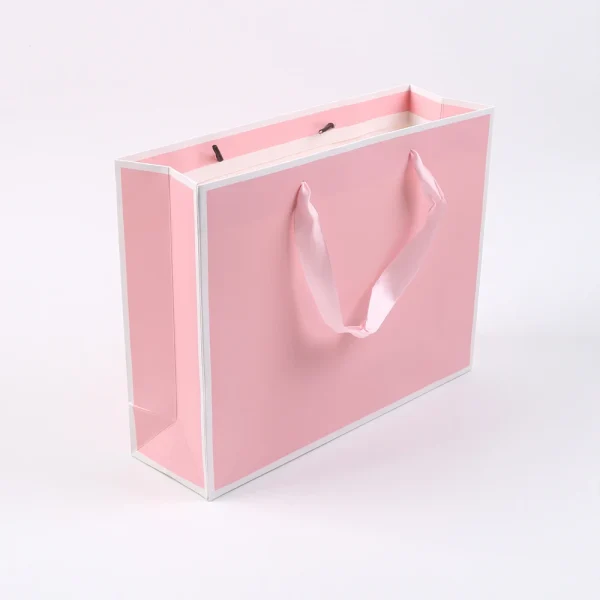 1/3/5/10Pcs Large Pink Gift Bags with Ribbon Handle Simple Gift Packaging Bags Shopping for Business Birthday Wedding Party 3