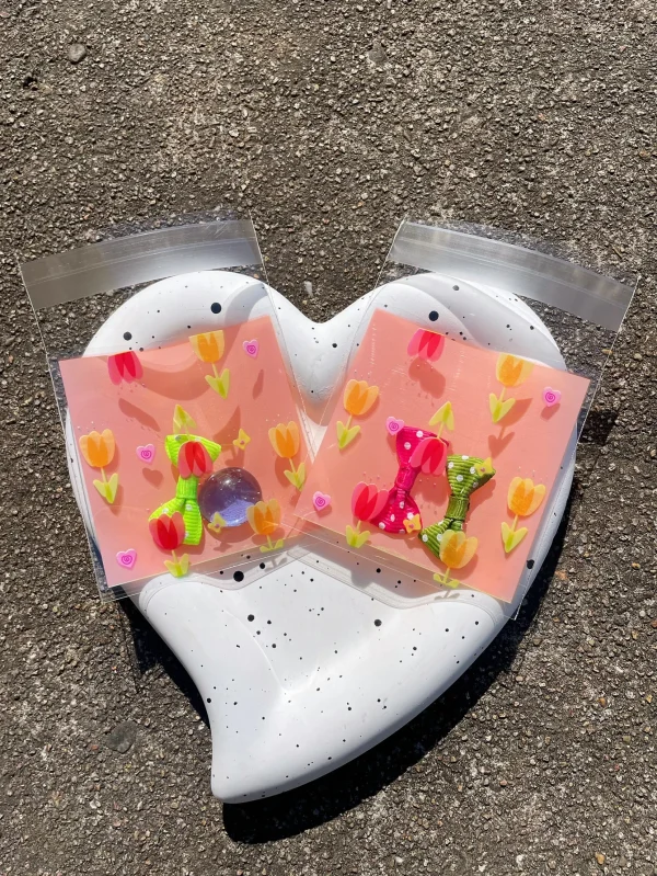 100pcs Orange Tulip Flowers Printed Opp Self-sealing Bags, Cute Flowers Printed Small Gift Bag, Birthday Party Gifts Decorations 4