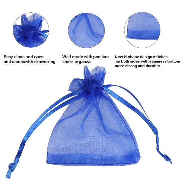 50/100pcs Colorful Organza Gift Bag 5x7 7x9 9x12 10x15 13x18cm Christmas Party Wedding Candy Jewelry Packaing Drawstring pouches 5