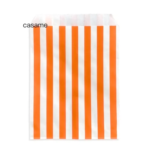 25 pcs 13x18cm Vertical Stripes Party Favor Bags, Kraft Holiday Gift Bags for Candy Buffet, Colorful Paper Goodie Bags 2