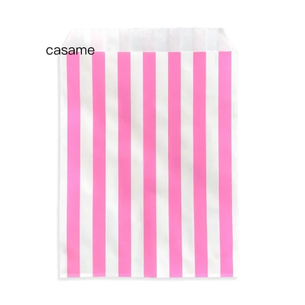 25 pcs 13x18cm Vertical Stripes Party Favor Bags, Kraft Holiday Gift Bags for Candy Buffet, Colorful Paper Goodie Bags 3