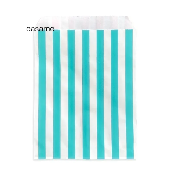 25 pcs 13x18cm Vertical Stripes Party Favor Bags, Kraft Holiday Gift Bags for Candy Buffet, Colorful Paper Goodie Bags 5