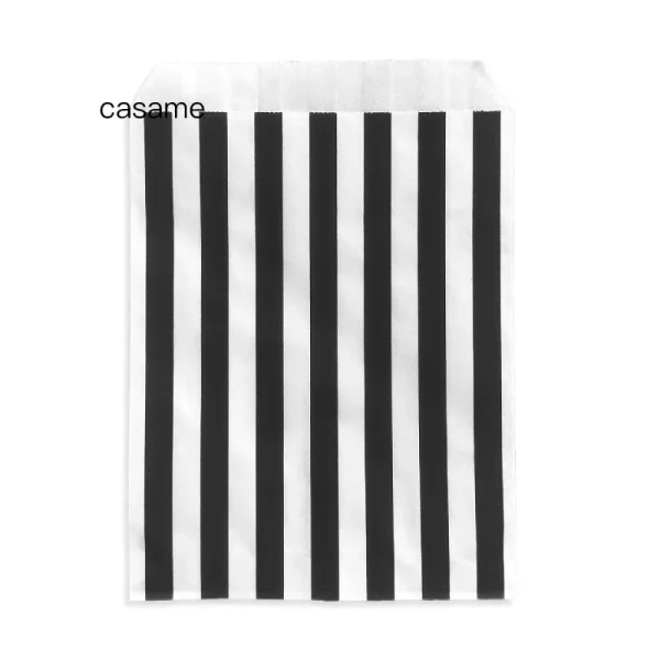 25 pcs 13x18cm Vertical Stripes Party Favor Bags, Kraft Holiday Gift Bags for Candy Buffet, Colorful Paper Goodie Bags 6