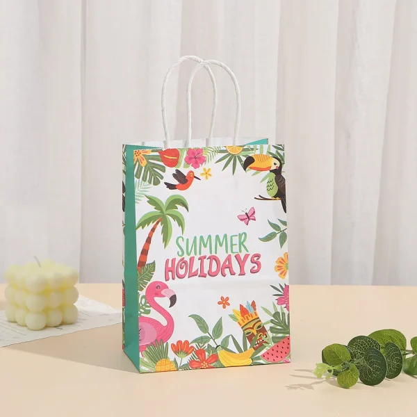 4pcs Torpil Hawaiian Theme Paper Gift Packing Bag Aloha Flamingo Candy Bag for Summer Beach Birthday Wedding Party Decoration 2