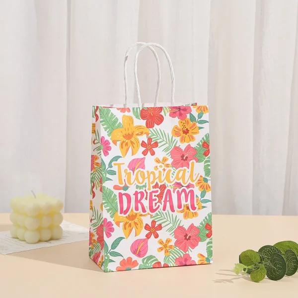 4pcs Torpil Hawaiian Theme Paper Gift Packing Bag Aloha Flamingo Candy Bag for Summer Beach Birthday Wedding Party Decoration 3