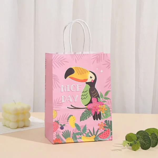 4pcs Torpil Hawaiian Theme Paper Gift Packing Bag Aloha Flamingo Candy Bag for Summer Beach Birthday Wedding Party Decoration 4