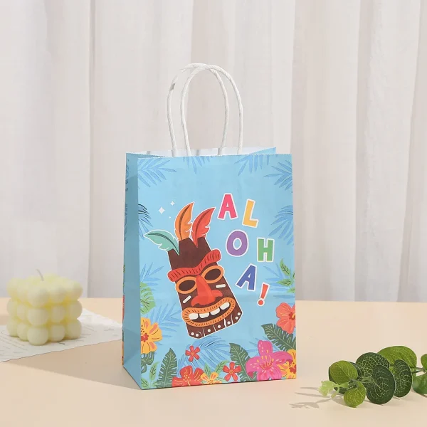 4pcs Torpil Hawaiian Theme Paper Gift Packing Bag Aloha Flamingo Candy Bag for Summer Beach Birthday Wedding Party Decoration 5
