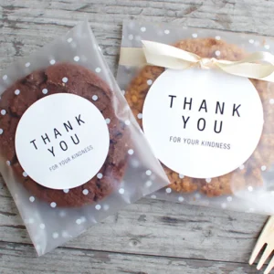 Frosted Dot Self-adhesive Bag Baking Packaging Bag with Thank You Stickers Food Grade Candy and Biscuit Packaging Bag 50Pcs/Pack 1