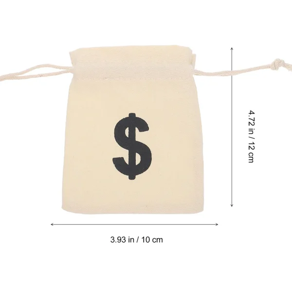12 Pcs Dollar Drawstring Bag Snack Favor Bags Money Pouch Gift Sign Canvas Game Coins Candy 6