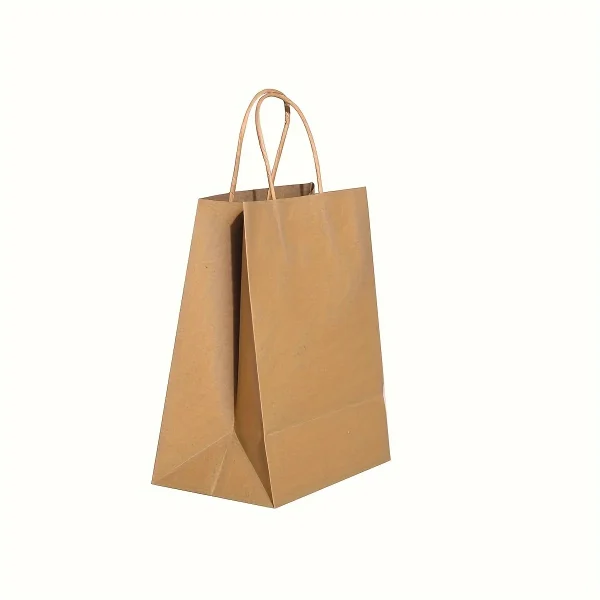 10pcs-Solid color gift bags with handles, kraft paper bags, gift candy bags, suitable for gift packaging, wedding grocery bags 3