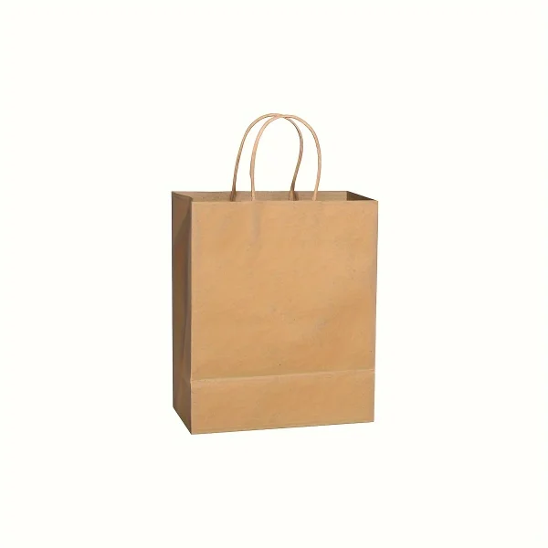 10pcs-Solid color gift bags with handles, kraft paper bags, gift candy bags, suitable for gift packaging, wedding grocery bags 4