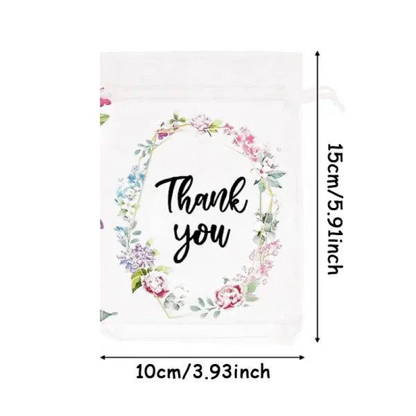50pcs Thankyou Gift Bag Embroidery Jewelry Bag Elegant Thankyou Party Favor Bag Organzas Bag Suitable for Small Gifts 5