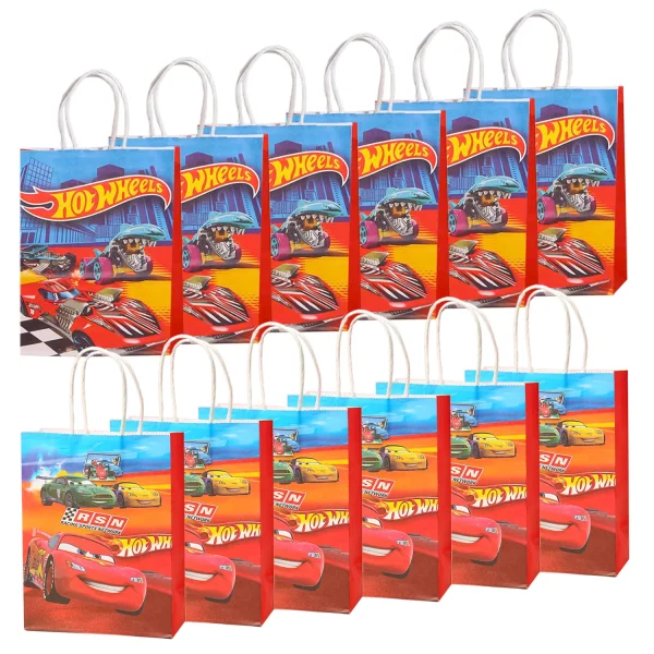 Hot Car Happy Birthday Party Decoration Gift Bags Wheels Wild Wheels Race Car Candy Bags for Birthday Party Favors 1