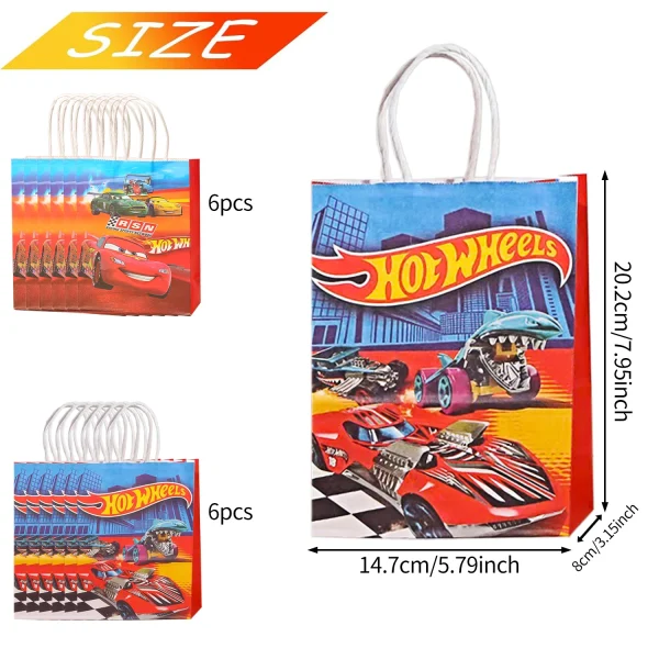 Hot Car Happy Birthday Party Decoration Gift Bags Wheels Wild Wheels Race Car Candy Bags for Birthday Party Favors 2