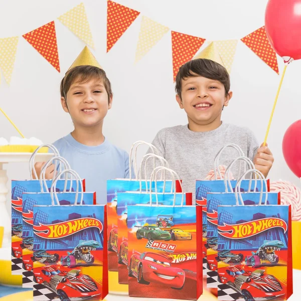 Hot Car Happy Birthday Party Decoration Gift Bags Wheels Wild Wheels Race Car Candy Bags for Birthday Party Favors 3