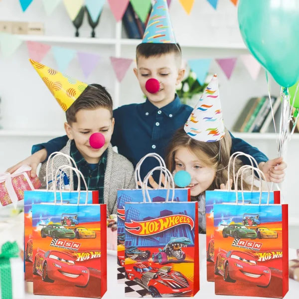 Hot Car Happy Birthday Party Decoration Gift Bags Wheels Wild Wheels Race Car Candy Bags for Birthday Party Favors 4