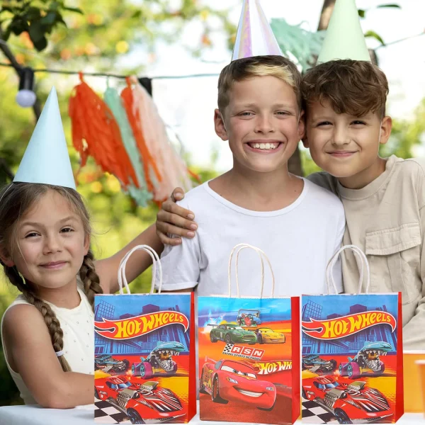 Hot Car Happy Birthday Party Decoration Gift Bags Wheels Wild Wheels Race Car Candy Bags for Birthday Party Favors 5