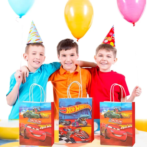 Hot Car Happy Birthday Party Decoration Gift Bags Wheels Wild Wheels Race Car Candy Bags for Birthday Party Favors 6