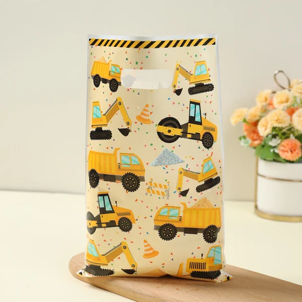 Construction Candy Bags Cookie Candy Bags Engineering Vehicle Theme Birthday Party Decor Kids Boy Baby Shower Supplies Gift Bags 2