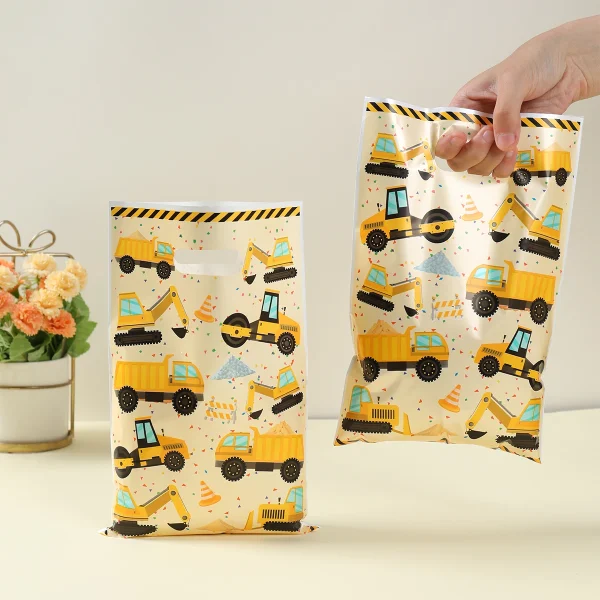 Construction Candy Bags Cookie Candy Bags Engineering Vehicle Theme Birthday Party Decor Kids Boy Baby Shower Supplies Gift Bags 3