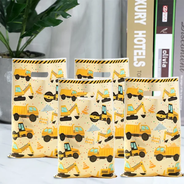 Construction Candy Bags Cookie Candy Bags Engineering Vehicle Theme Birthday Party Decor Kids Boy Baby Shower Supplies Gift Bags 6