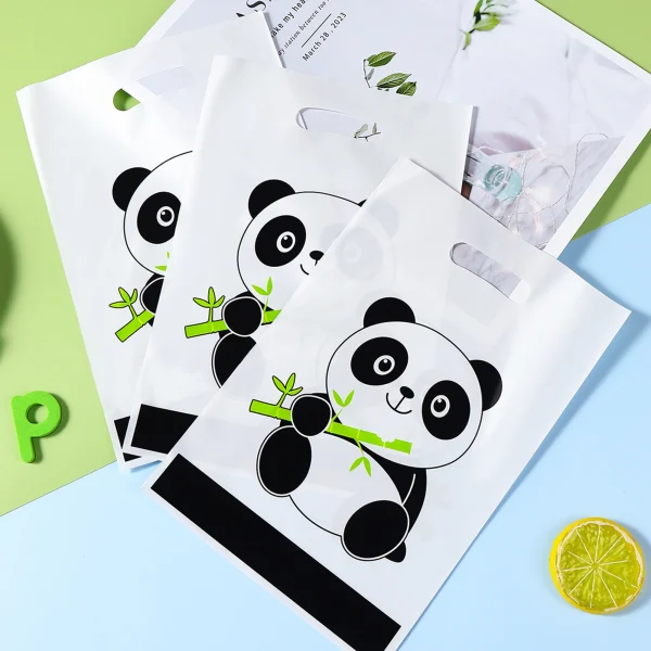 Disposable Plastic Gift Bag with Panda Pattern, for Party Decoration, Theme party, Birthday Party Gift Bag,25pcs 2