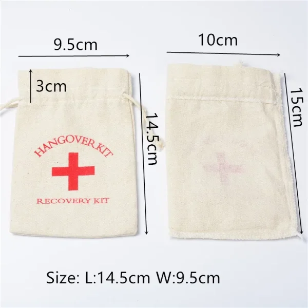 10/30pcs Wedding Favor Holder Bag Hangover Kit Bags for Guests Gift Red Cross Cotton Linen Pouches Festival Event Party Supplies 6