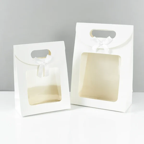 5Pcs Black White Gift Bags With Window Kraft Paper Biscuits Candy Bag Packing Box For Wedding Birthday Wedding Gift For Guests 3