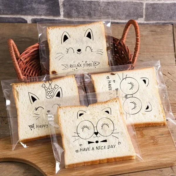 100Pcs Bags To Pack Products Bread Bag Sandwich Bag Packaging Bags Cookie Sandwich Bag Plastic Bags 2
