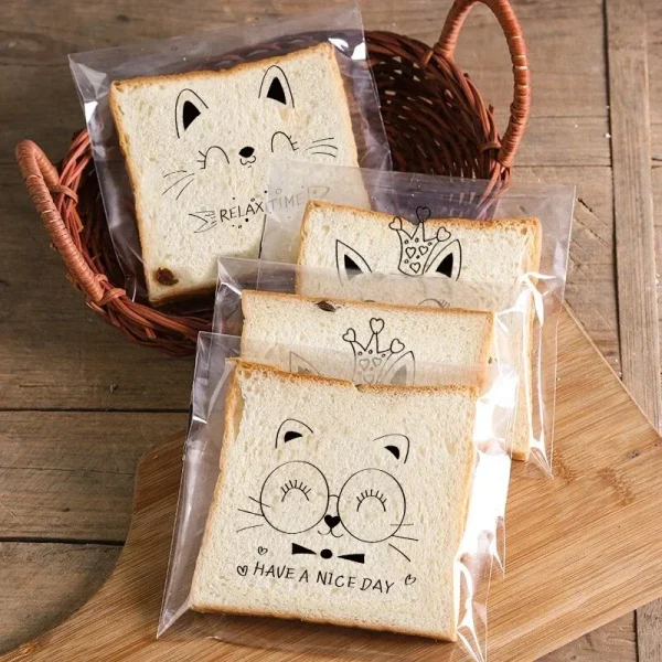 100Pcs Bags To Pack Products Bread Bag Sandwich Bag Packaging Bags Cookie Sandwich Bag Plastic Bags 3