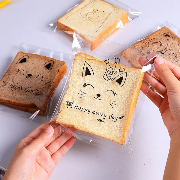 100Pcs Bags To Pack Products Bread Bag Sandwich Bag Packaging Bags Cookie Sandwich Bag Plastic Bags 4