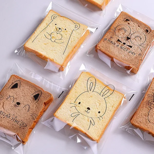 100Pcs Bags To Pack Products Bread Bag Sandwich Bag Packaging Bags Cookie Sandwich Bag Plastic Bags 5