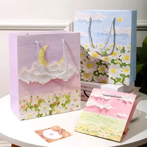 1-50PCS Gift Bag Creative Oil Painting Portable Gift Bag Holiday Gifts Kraft Paper Gift Bag New Year Gift Bag for Students 1