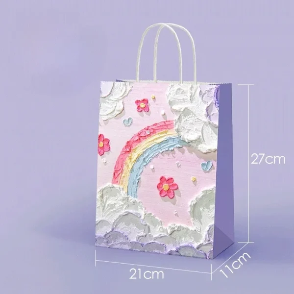 1-50PCS Gift Bag Creative Oil Painting Portable Gift Bag Holiday Gifts Kraft Paper Gift Bag New Year Gift Bag for Students 5