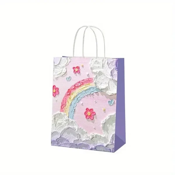 1-50PCS Gift Bag Creative Oil Painting Portable Gift Bag Holiday Gifts Kraft Paper Gift Bag New Year Gift Bag for Students 6