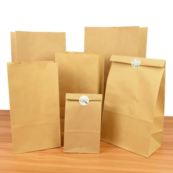 10pcs Brown Kraft Paper Bag Food Vegetables Shopping Bag Candy Package Kraft Lunch Bag Bread Cookie Snack Food Takeaway Bags 3