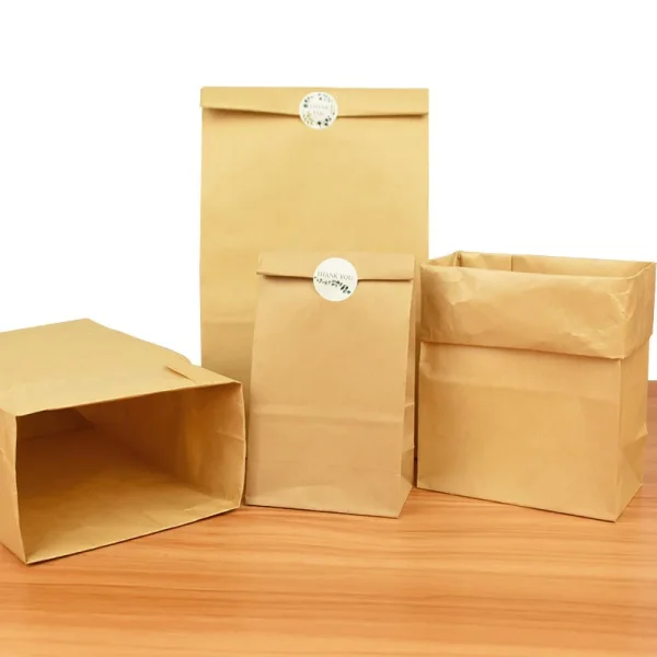 10pcs Brown Kraft Paper Bag Food Vegetables Shopping Bag Candy Package Kraft Lunch Bag Bread Cookie Snack Food Takeaway Bags 4