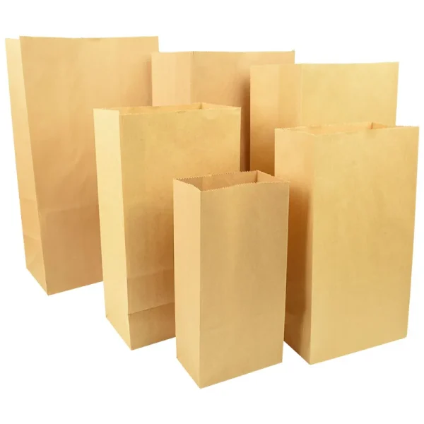 10pcs Brown Kraft Paper Bag Food Vegetables Shopping Bag Candy Package Kraft Lunch Bag Bread Cookie Snack Food Takeaway Bags 5
