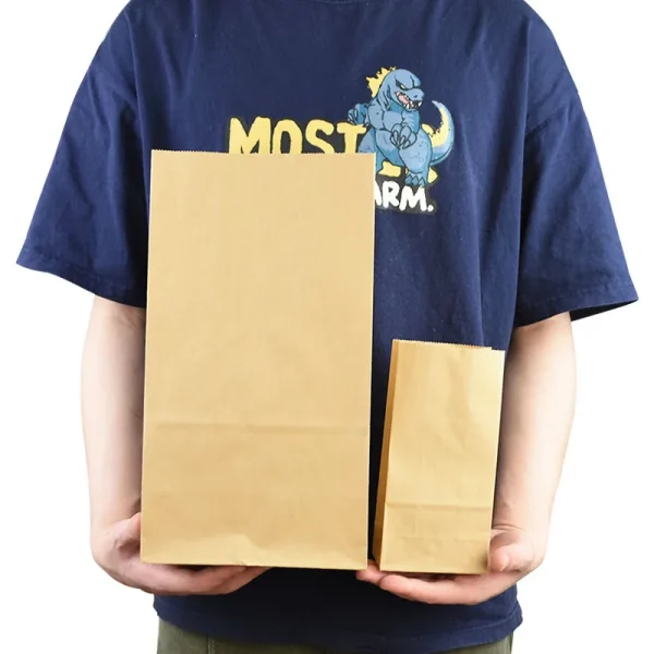 10pcs Brown Kraft Paper Bag Food Vegetables Shopping Bag Candy Package Kraft Lunch Bag Bread Cookie Snack Food Takeaway Bags 6