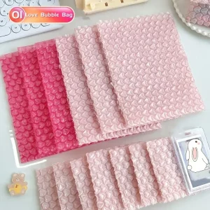 10pcs Pink Love Thickened Bubble Bag economic pack Express Packaging Shockproof Drop Packaging Foam Heart Bubble Film Bag 1