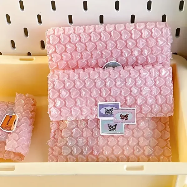 10pcs Pink Love Thickened Bubble Bag economic pack Express Packaging Shockproof Drop Packaging Foam Heart Bubble Film Bag 3