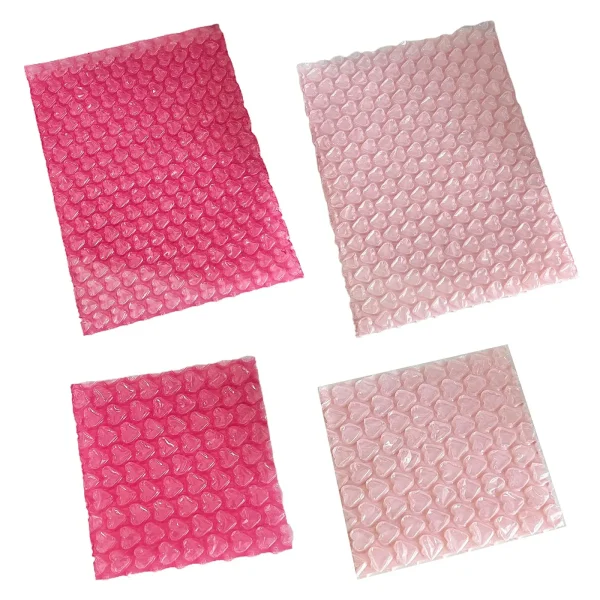 10pcs Pink Love Thickened Bubble Bag economic pack Express Packaging Shockproof Drop Packaging Foam Heart Bubble Film Bag 4