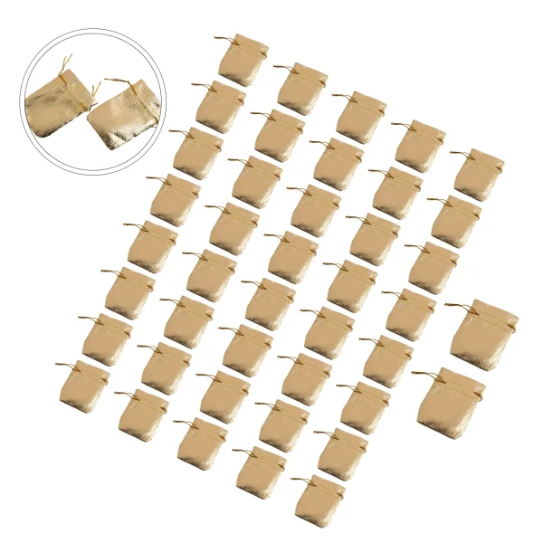 50pcs Gold Silver Metallic Organza Drawstring Pouches Candy Gift Bag For Wedding Christmas Candy Gift Bags Jewelry Packing 6