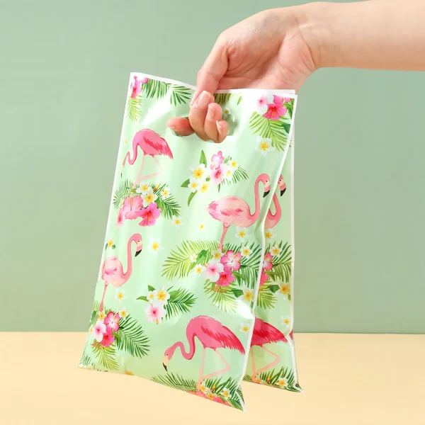 Hawaiian Flamingo Handy Gift Bag Summer Beach Birthday Party Decorations Kids Favors Candy Cookie Bag Hawaii Luau Tropical Party 3