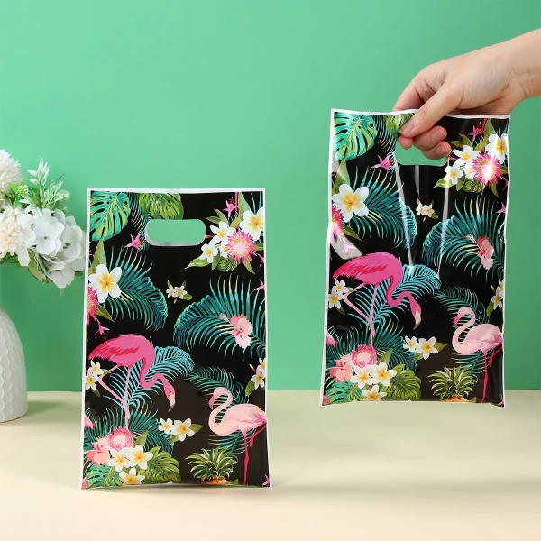 Hawaiian Flamingo Handy Gift Bag Summer Beach Birthday Party Decorations Kids Favors Candy Cookie Bag Hawaii Luau Tropical Party 4