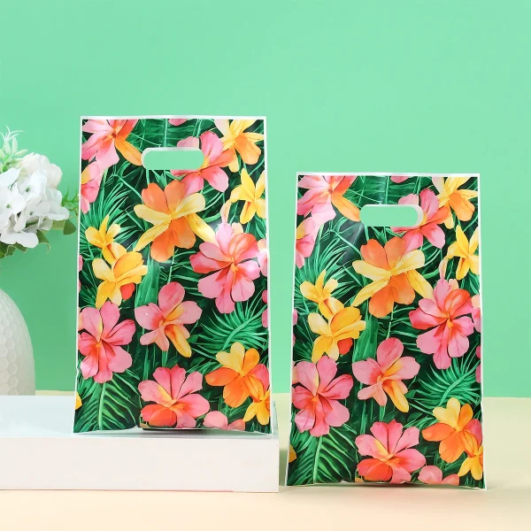 Hawaiian Flamingo Handy Gift Bag Summer Beach Birthday Party Decorations Kids Favors Candy Cookie Bag Hawaii Luau Tropical Party 5