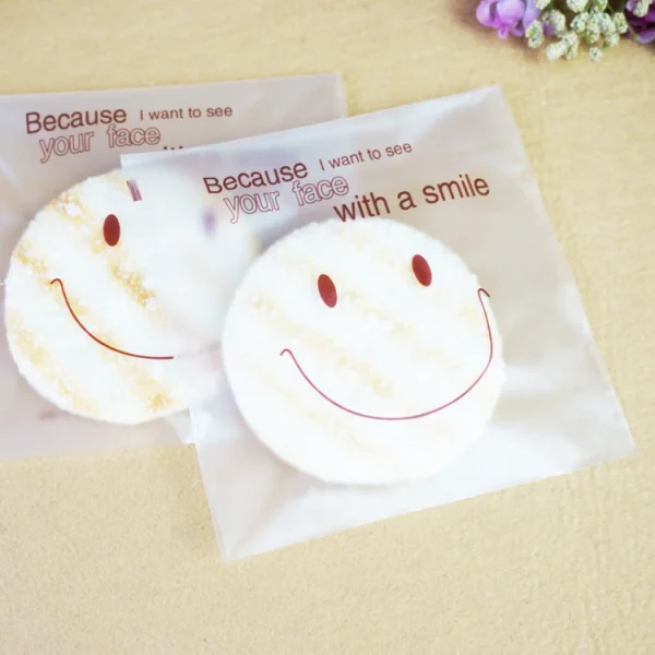 50Pcs Frosted Smile Face Bag Biscuit Candy Self-adhesive Bag DIY Baking Package Food Packaging Bags  Festival Party 14cm*14cm 2